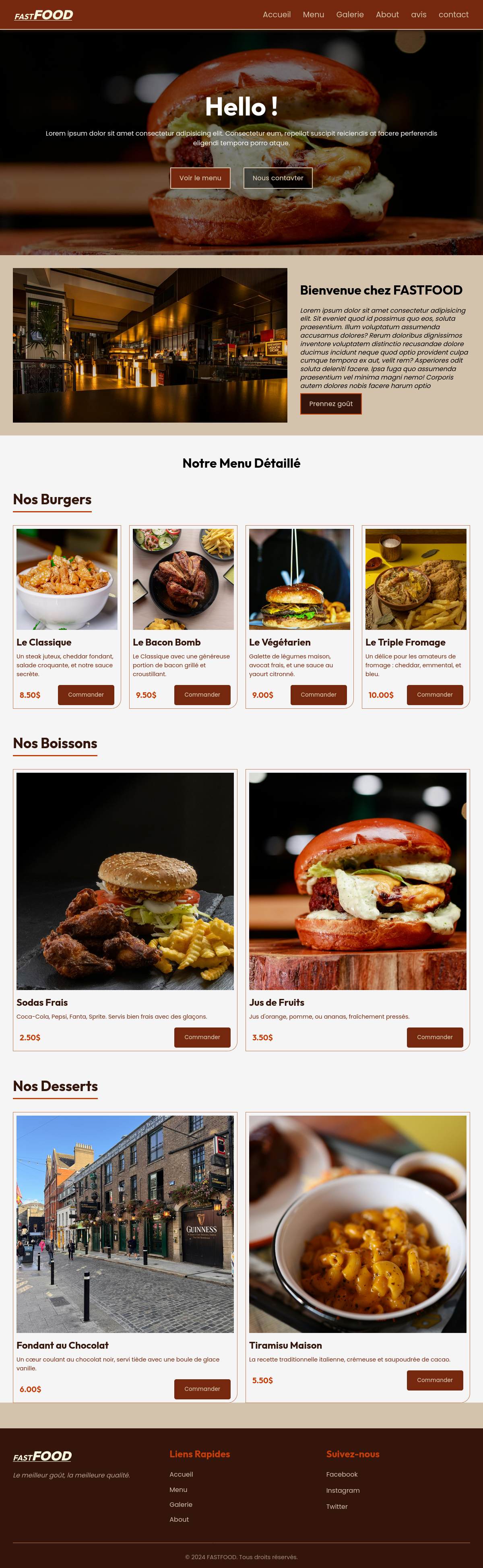 Application web de restauration rapide FastFood